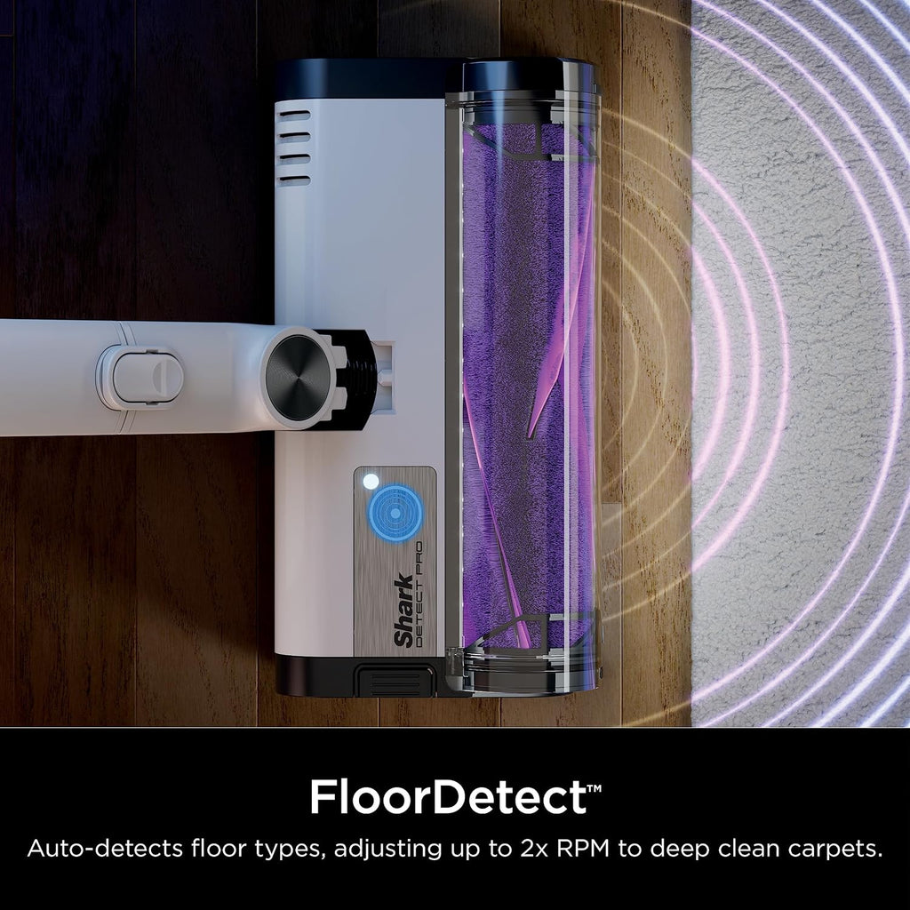 Shark IW3511 Detect Pro Auto-Empty System, Cordless Vacuum with HEPA, QuadClean Multi-Surface Brushroll, 60-Minute Runtime, Includes 8' Crevice Tool & Pet Multi-Tool, White/Beats Brass (Renewed)