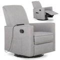 Evolur Raleigh Glider with Massager in Charcoal, Upholstered Plush Seating 360° Swivel Glider Rocking Chair, FSC Certified, Greenguard Gold & JPMA Certified Nursery Glider Recliner