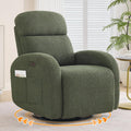 Power Nursery Glider Recliner, Boucle Swivel Rock Recliner with USB & Type-C, Nursery Rocking Chair Recliner with Double Pockets and Lumbar Support for Adult, Teddy Green