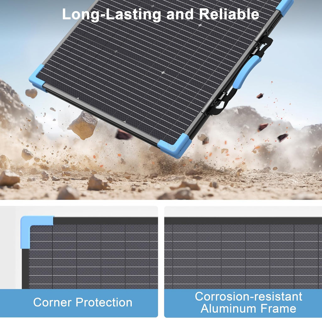 110W Bifacial Portable Solar Panel Suitcase, 23.5% High Efficiency ETFE Foldable Solar Charger for Power Station,IP68 Waterproof 2 Reinforced Kickstands for RV Camping Off-Grid Blackouts
