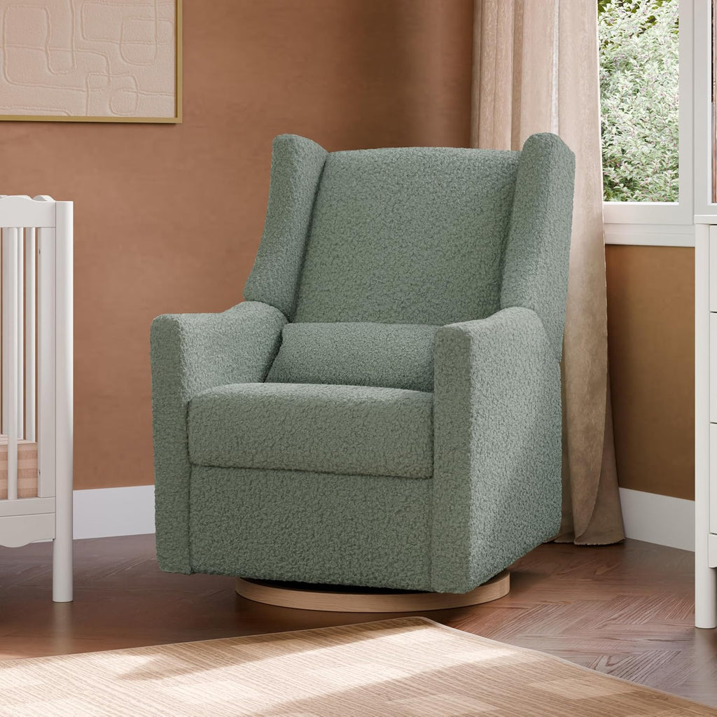 Babyletto Kiwi Power Recliner - Swivel Nursery Glider w/USB Port - Electric Recliner Chairs for Adults - GREENGUARD Gold Certified, 270° Reclining Rocking Chair for Nursery - Sage Teddy Loop Fabric