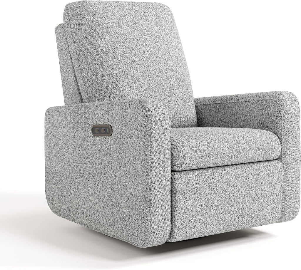 Graco Teddi Power Recliner Swivel Glider, Electronic Power Recline, Oeko-TEX 100 Certified, USB-A & USB-C Charger, Premium Cushioning & Comfort – (Salt & Pepper Boucle)