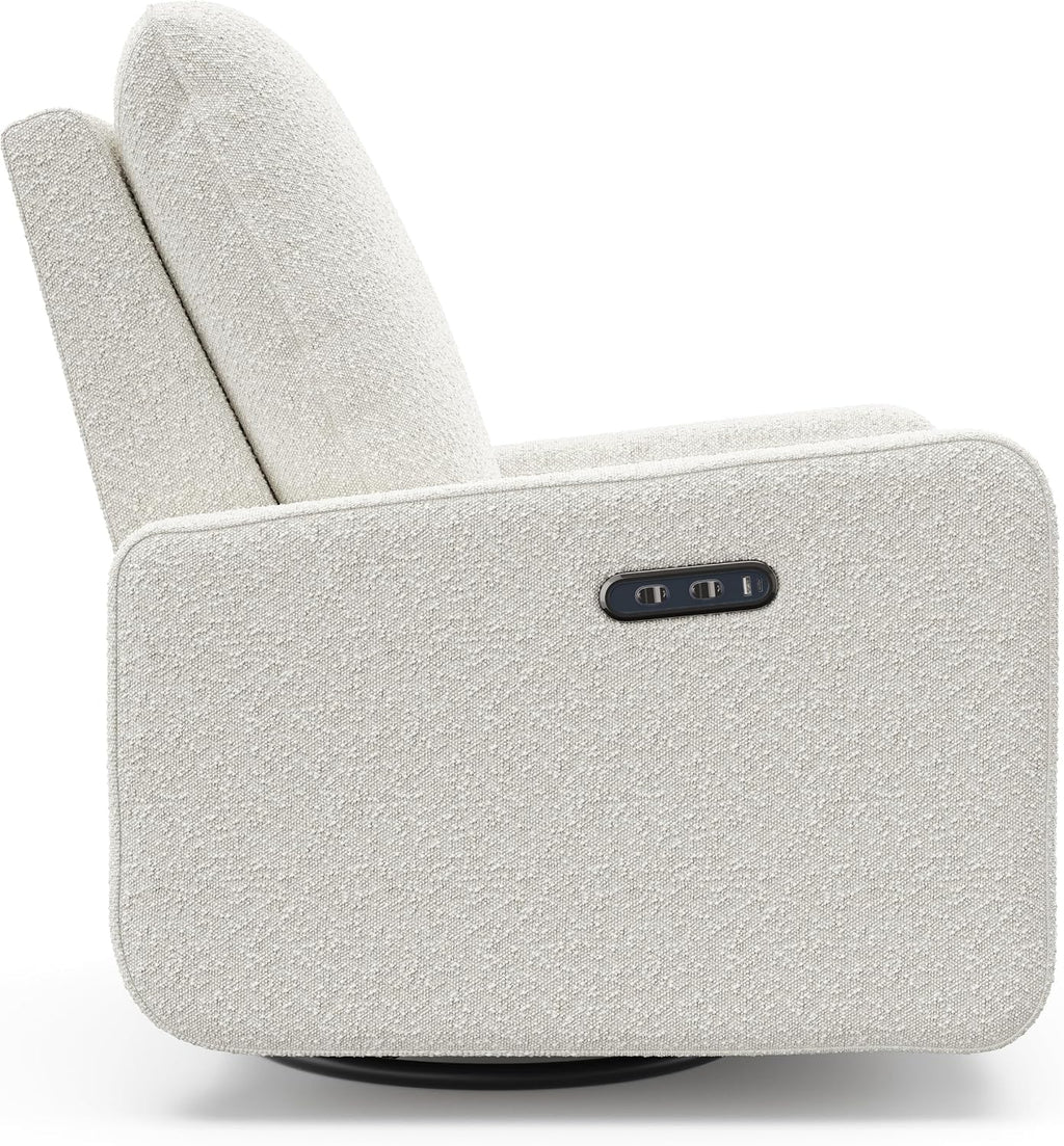 Graco Teddi Power Recliner Swivel Glider, Electronic Power Recline, Oeko-TEX 100 Certified, USB-A & USB-C Charger, Premium Cushioning & Comfort – (Ivory Boucle)