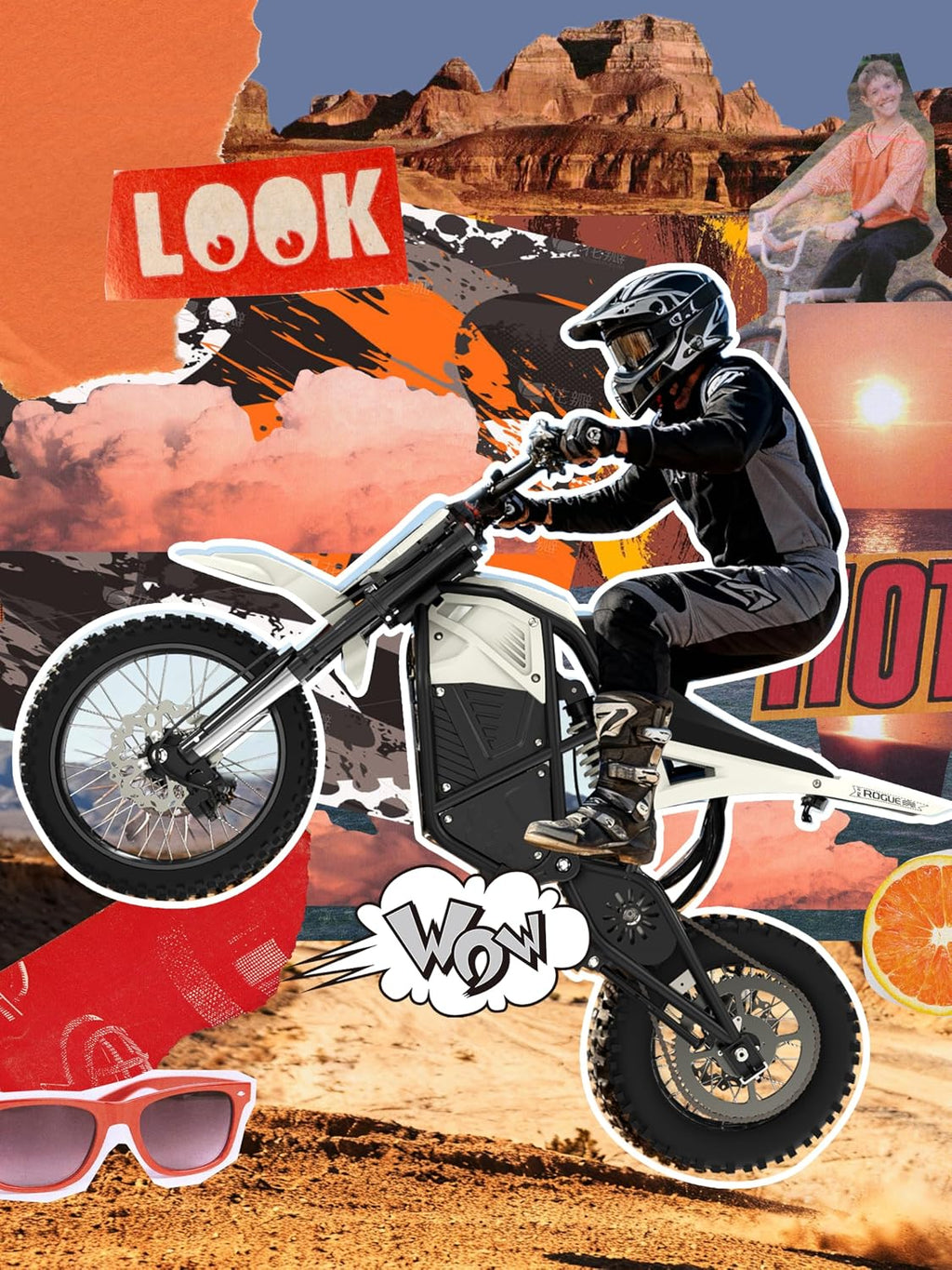 ESKUTE Electric Dirt Bike for Teens Adults, Mid-Drive Motor 3500W Peak, Electric Motorcycle 48V23Ah Battery, Hydraulic Brake，53Mile,38mph, Hydraulic Nitrogen Shock Absorbers, White with Helmet