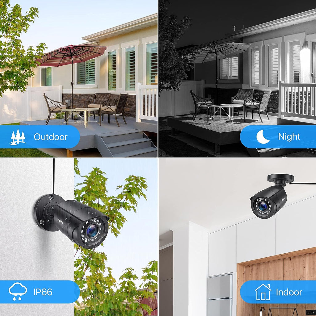 ZOSI 8CH 5MP Lite Security Camera System Outdoor with 1TB Hard Drive,8 Channel H.265+ 5MP Lite CCTV DVR and 8X1920TVL 1080P Home Surveillance Cameras,80ft Night Vision,Remote Access for 24-7 Recording