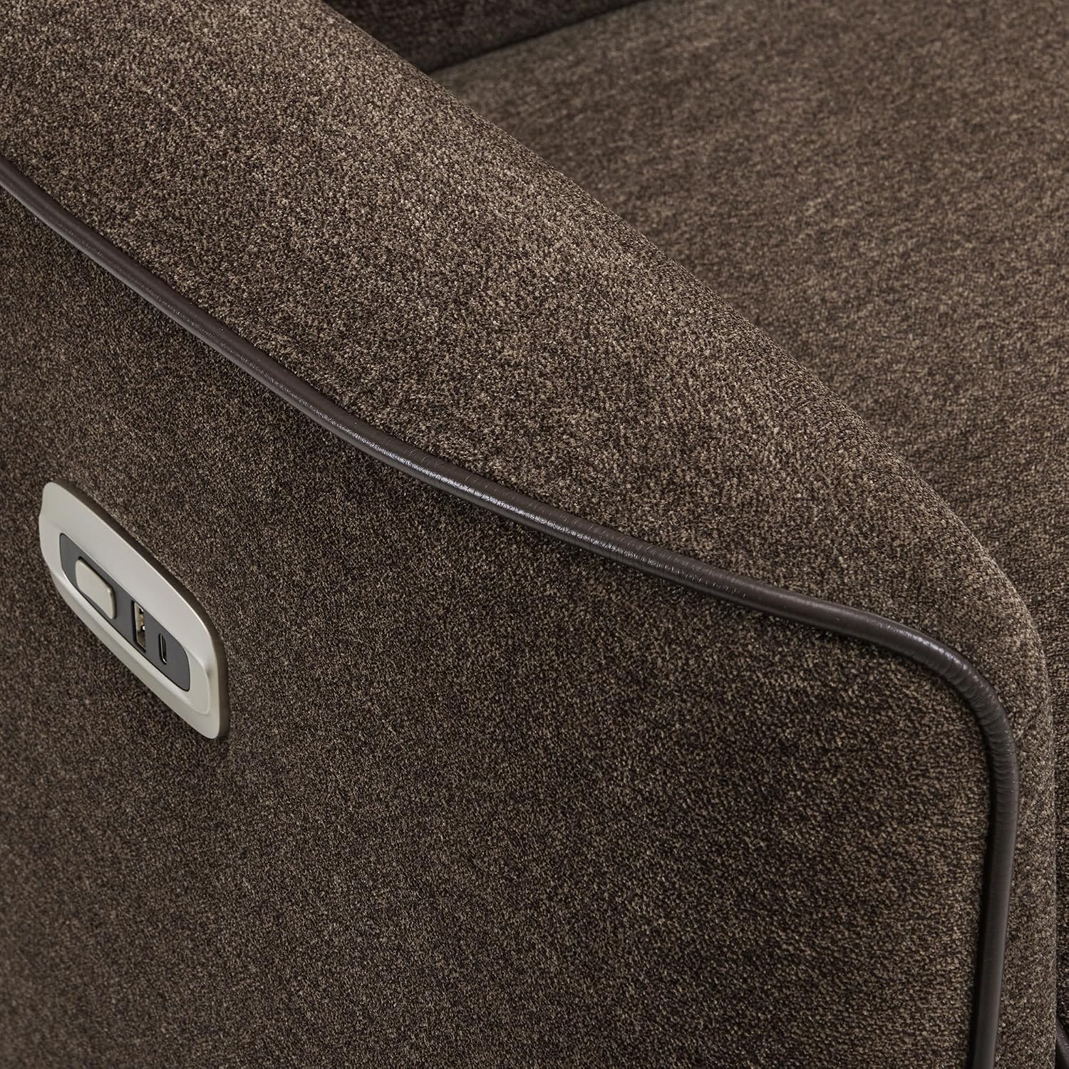 MCombo Swivel Glider Rocker Power Recliner Chair, Electric Swivel Rocker Recliner with USB Charging Ports for Living Room and Nursery, Fabric 6922 (Brown)