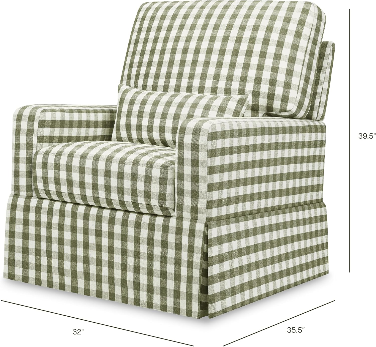 Namesake Crawford 360° Swivel Glider Nursery Chair - GREENGUARD Certified, Ultra Cozy Swivel Rocker - Versalite Glider Rocking Chair for Nursery, Living Room - Green Gingham