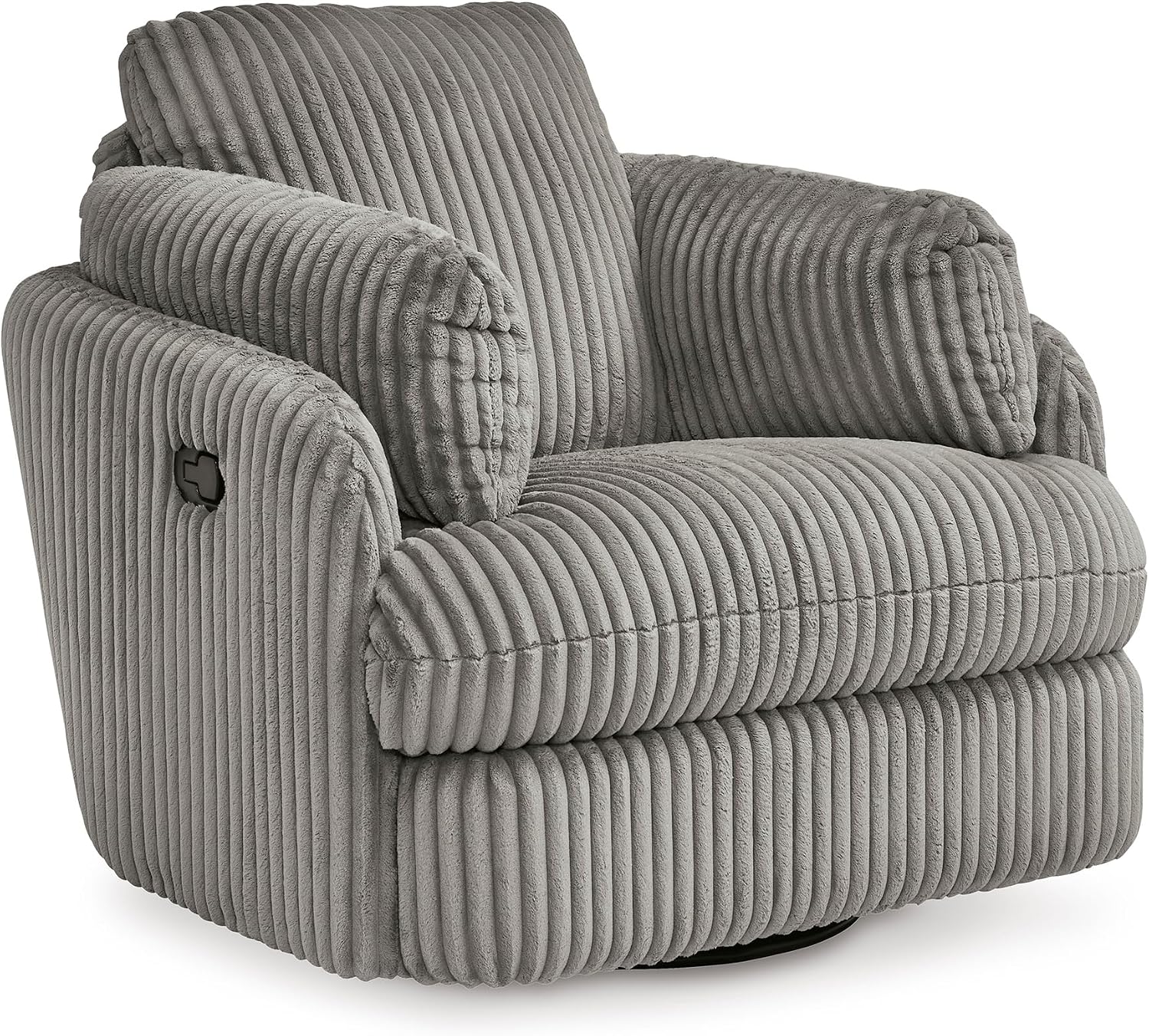 Signature Design by Ashley Tie-Breaker Swivel Glider Recliner, 2 Bolster Pillows, Hidden Storage, Fabric Upholstery, 41.38' W x 40.25' D x 39.75' H, Light Gray
