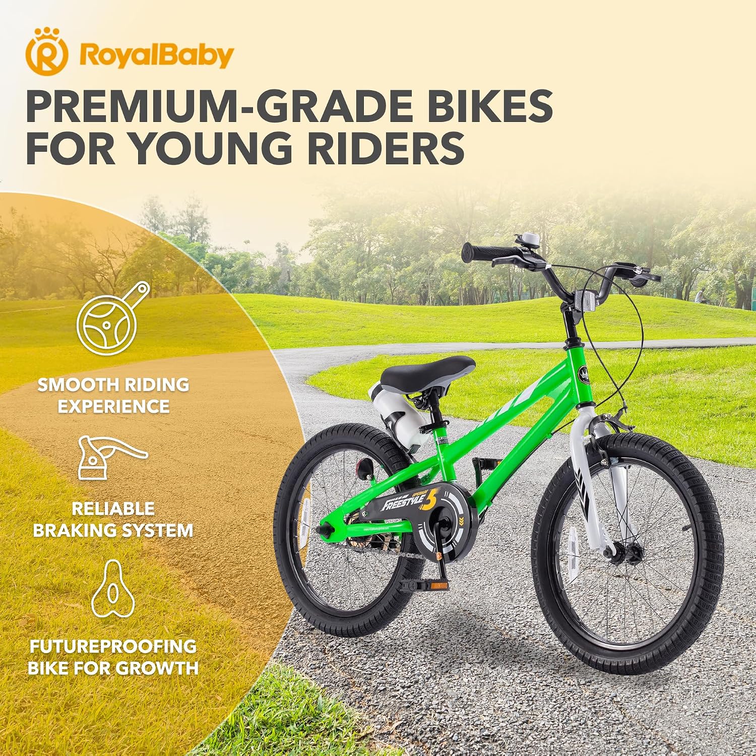 RoyalBaby Kids Bike with Dual Handbrake for Beginners,12 14 16 18 20 Inch Bicycle for Boys & Girls Ages 3-10 Years
