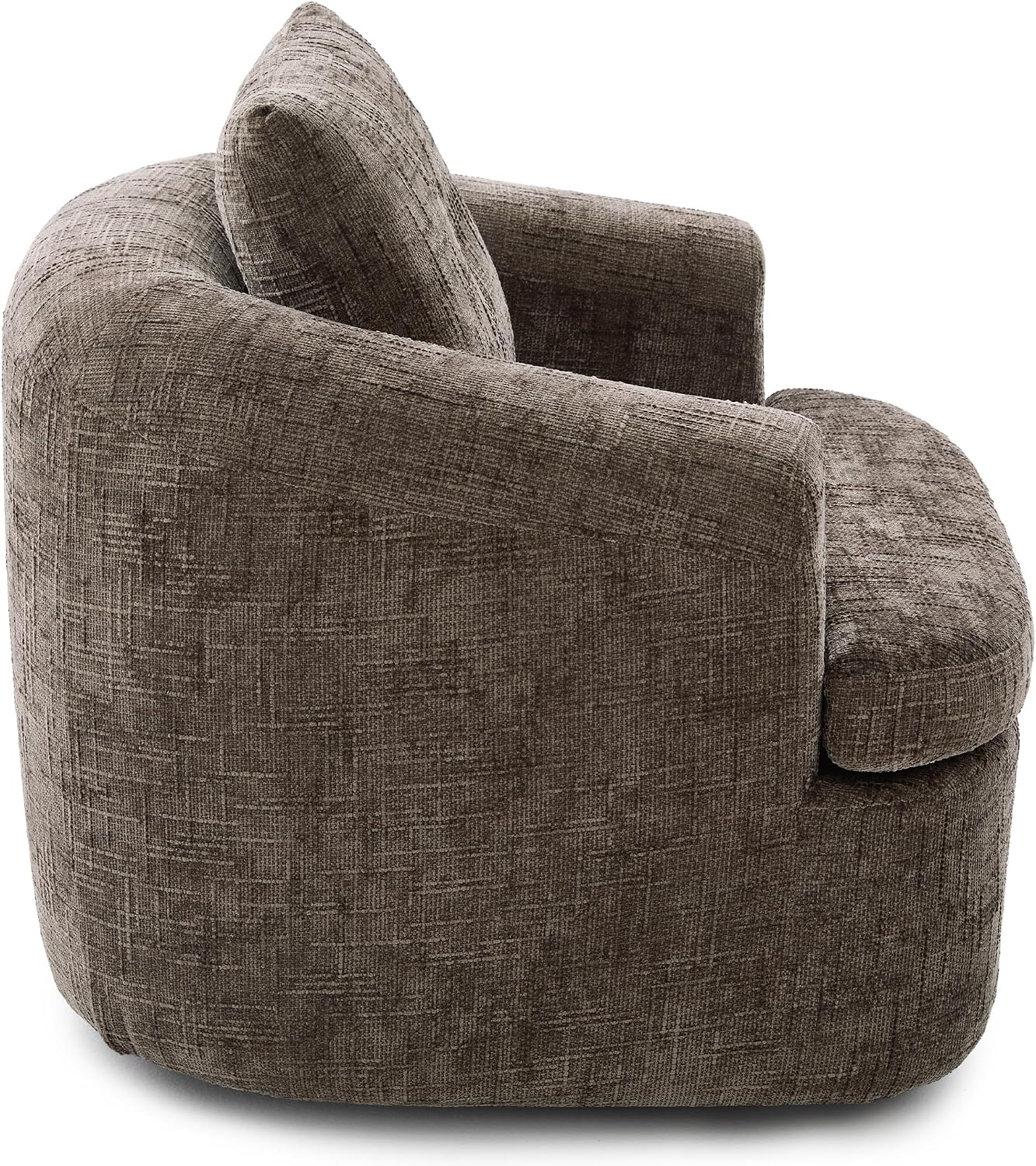 JIVOIT 360° Swivel Barrel Accent Chair, 36.6' Swivel Round Sofa Chair with Dual-Layer Cushion Design, Modern Upholstered Single Sofa for Living Room, Bedroom, Office and Hotel (Brown, 121)