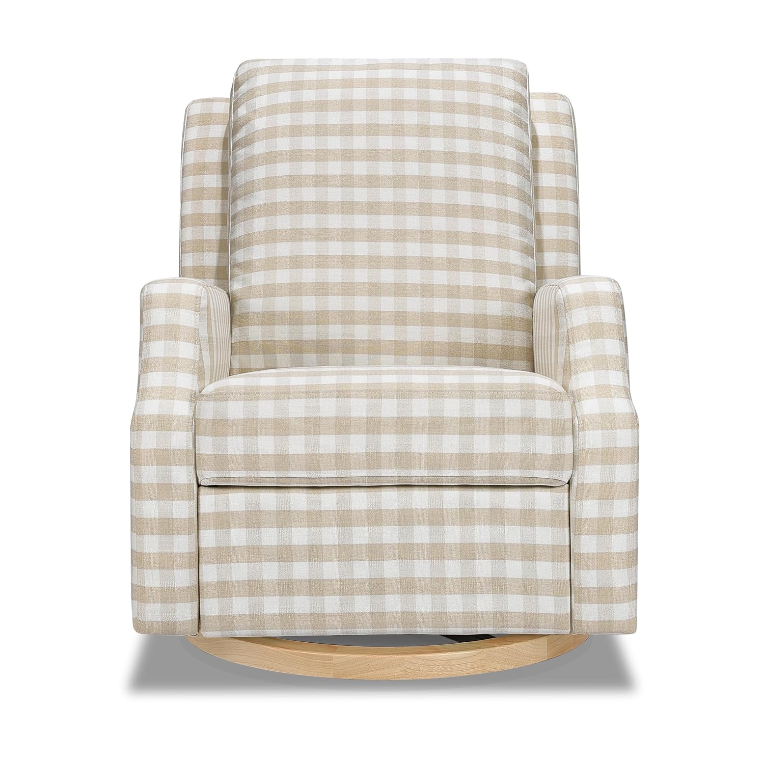 Namesake Crewe Glider Recliner Nursery Chair - GREENGUARD Gold & Certi-PUR US Certified Rocker Recliner - Glider Rocking Chair for Nursery & Living Room - Manual, 360° Swivel, Tan Gingham