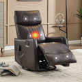 Manual Swivel Rocker Recliner Chair for Adults, Overstuffed Reclining Glider Chair for Nursing with Vibration Massage & Heat, Living Room Rocking Recliner 2-Stage backrest, Faux Leather Dark Brown