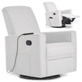 Evolur Raleigh Glider with Massager in Charcoal, Upholstered Plush Seating 360° Swivel Glider Rocking Chair, FSC Certified, Greenguard Gold & JPMA Certified Nursery Glider Recliner