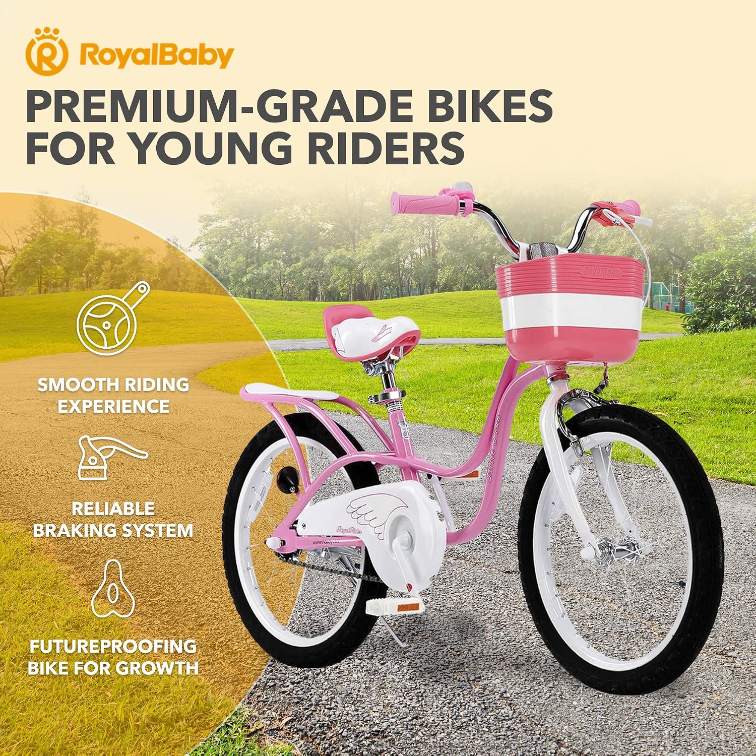 Royalbaby Princess Girls Kids Bike 12 14 16 18 20 Inch Children Bicycle with Basket for Age 3-12 Years