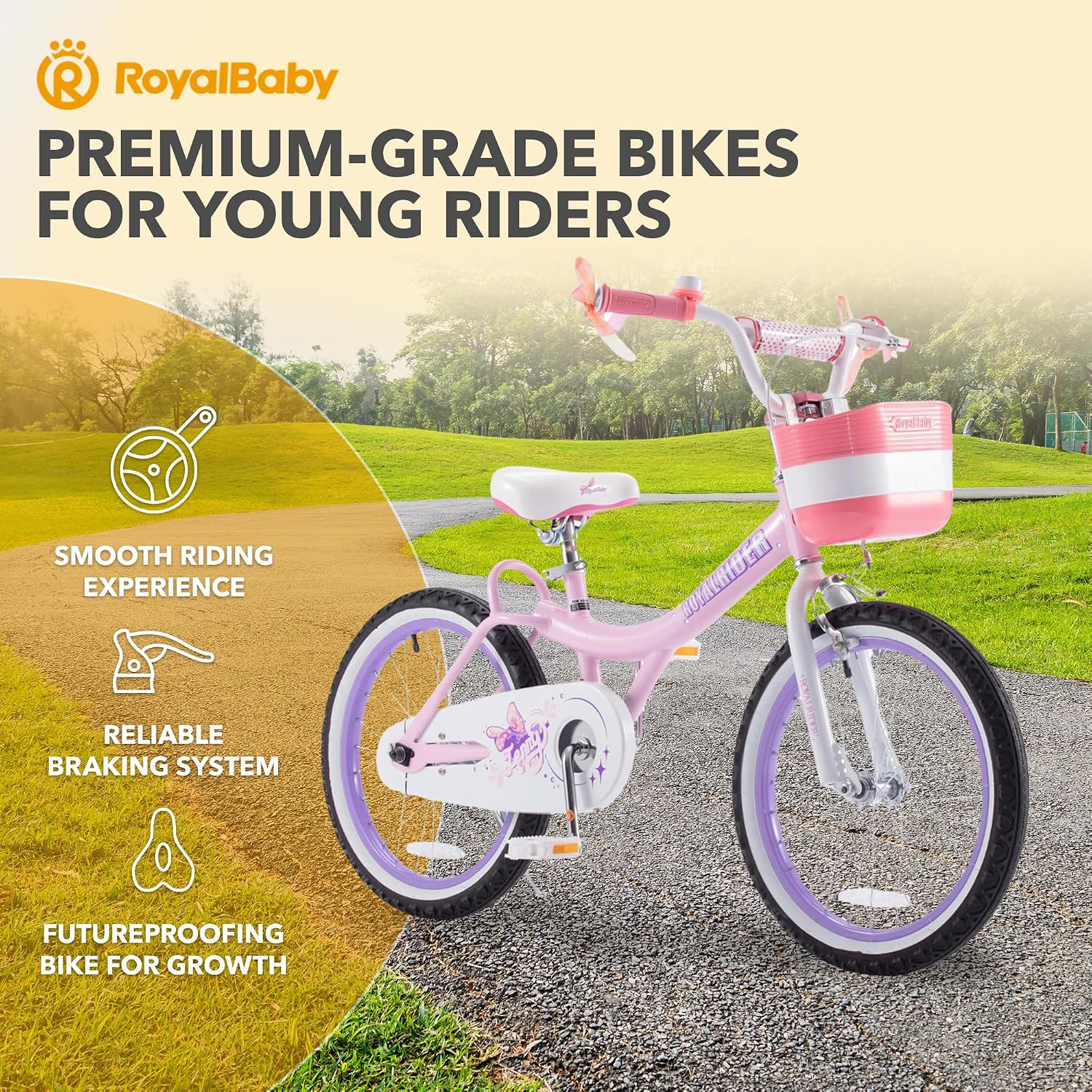 Royalbaby Princess Girls Kids Bike 12 14 16 18 20 Inch Children Bicycle with Basket for Age 3-12 Years