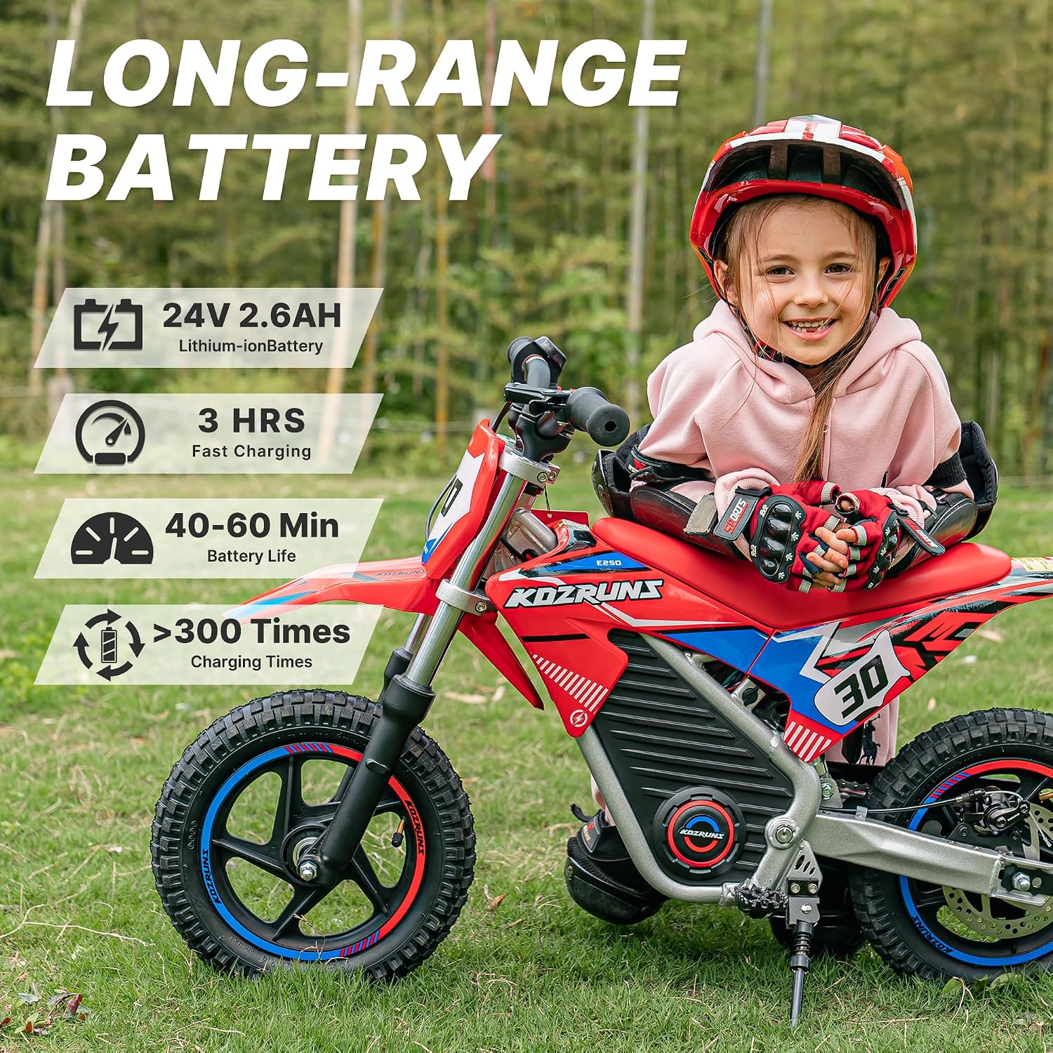 OLALA Electric Dirt Bike for Kids 3-5, 12' Electric Motorcycle with 200W Motor, 2-Speed Safety Mode, Beginner Dirt Bike with Disc Brake, Outdoor Ride On Toy Gift, Red