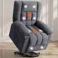 Sweetcrispy Power Lift Recliner Chair with Vibration Massage and Heat for Elderly, Ergonomic Overstuffed Breathable Fabric Reclining Chair with 3 Pockets, Remote Control, Living Room, Light Brown