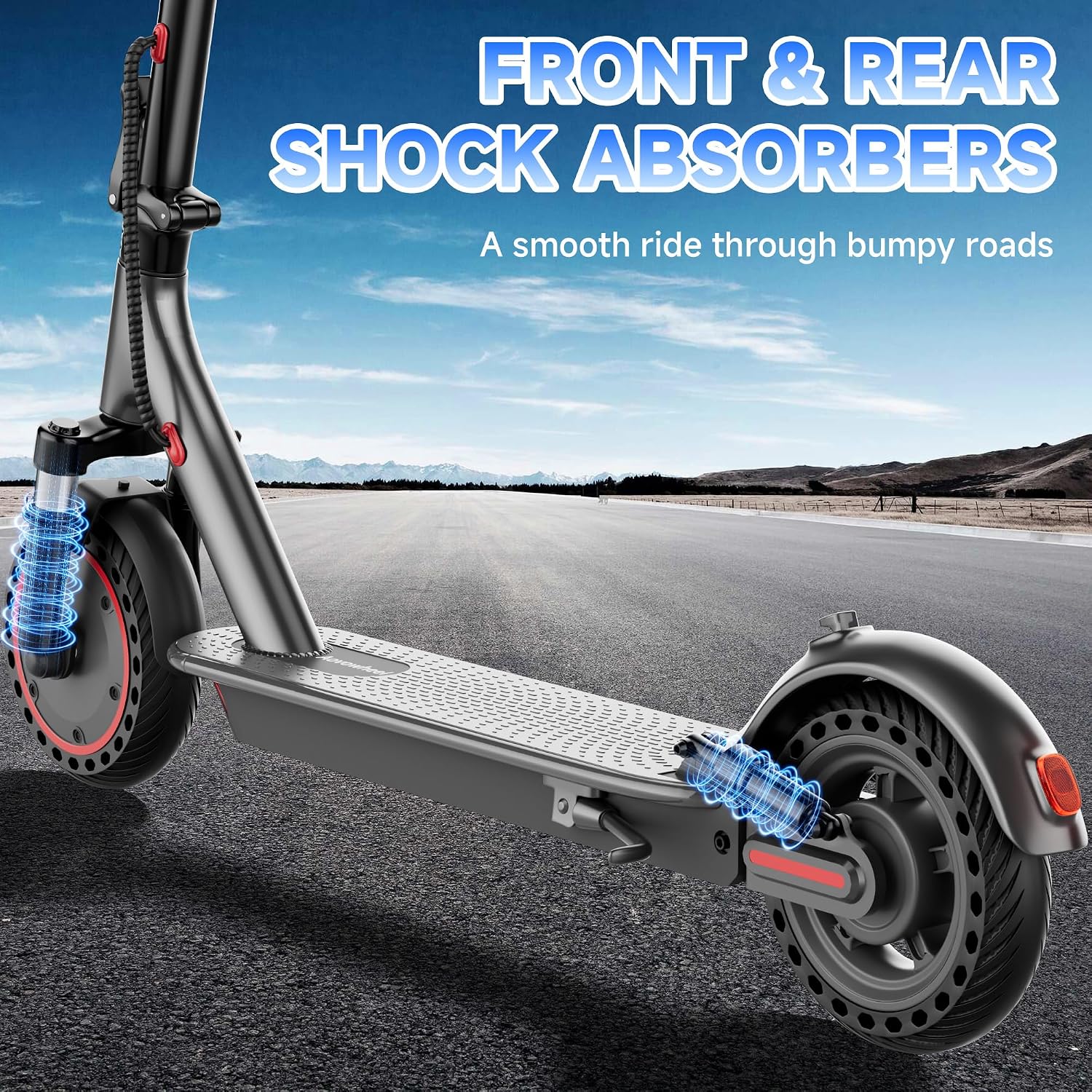Aovowheel Electric Scooter for Adults, Folding E Scooter with 250W-500W Motor 16-24 Mph Top Speed, Max 15-60Miles Long Range,6.5''/8.5''/10''/14'' Solid Tires Commuting Scooters, Dual Brakes