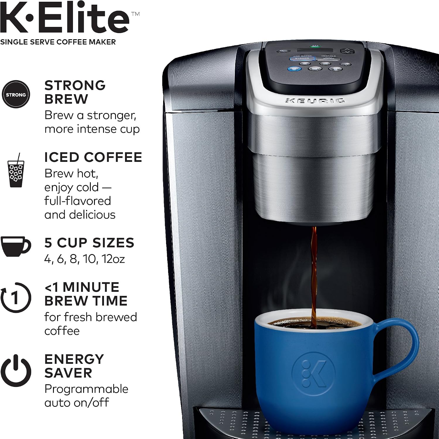 Igloo Automatic Self-Cleaning Portable Electric Countertop Ice Maker Machine with Handle, 26 Pounds in 24 Hours & Keurig K-Elite Single-Serve K-Cup Pod Coffee Maker, Brushed Silver