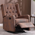 HRVEOCEI Glider Recliner Nursery Chair, Cozy Microsuede Rocking Chair Nursery Recliner with Adjustable Button Backrest and Footrest, Swivel Recliner Chair for Living Room, Bedroom, Office (Coffee)