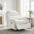 VANOMi Power Recliner Chair with USB & Type-C Charging, 270° Swivel Glider Rocker, Electric Nursery Recliner for Living Room, Bedroom, and Office, White