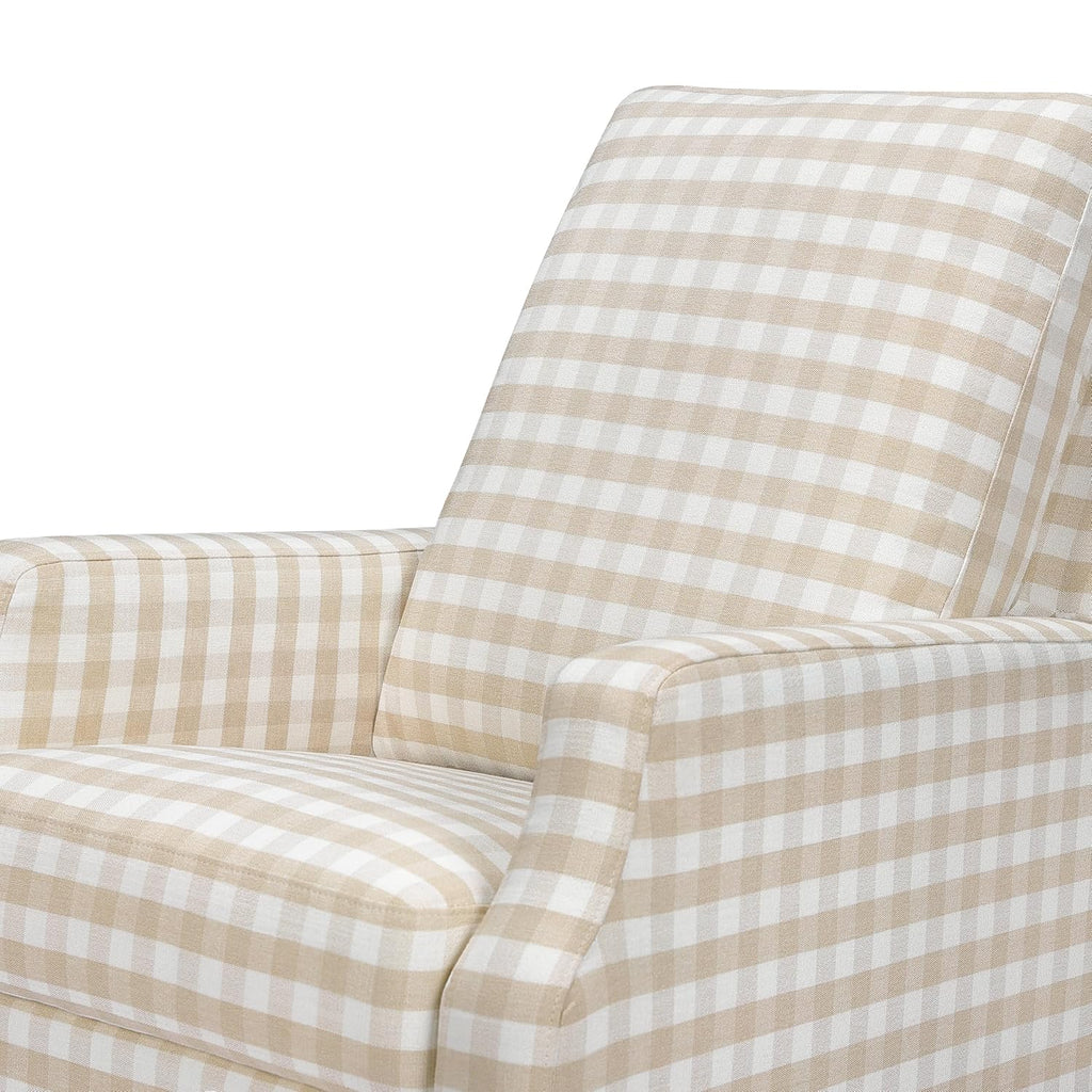 Namesake Crewe Glider Recliner Nursery Chair - GREENGUARD Gold & Certi-PUR US Certified Rocker Recliner - Glider Rocking Chair for Nursery & Living Room - Manual, 360° Swivel, Tan Gingham