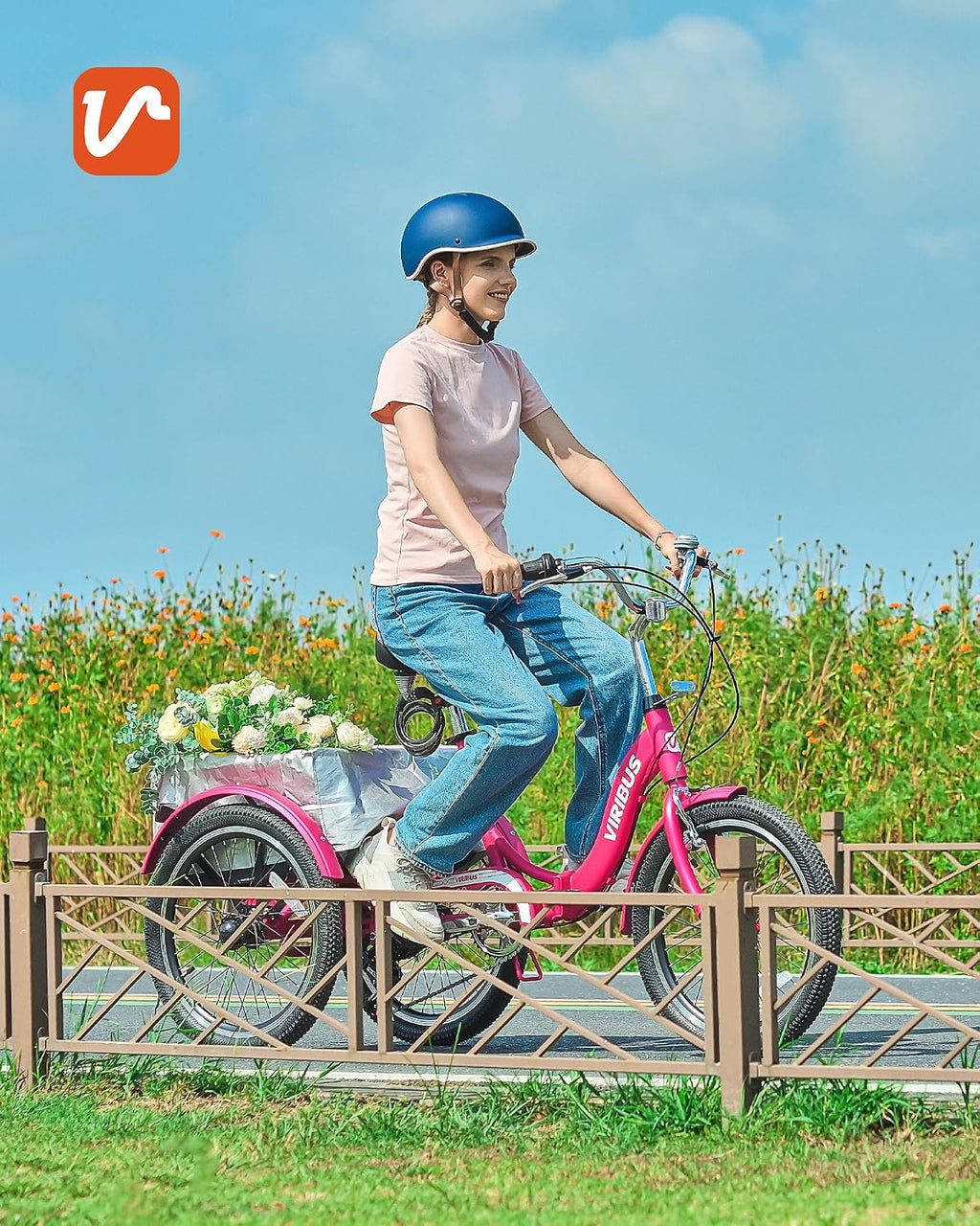 VIRIBUS Folding Tricycle for Adults, 20 inch Foldable Adult Tricycle 1 or 7 Speed Speed with Basket, Folding 3 Wheel Bikes for Adults Senior Women Men, Collapsible Mini Trike, Three Wheeler 330lb.