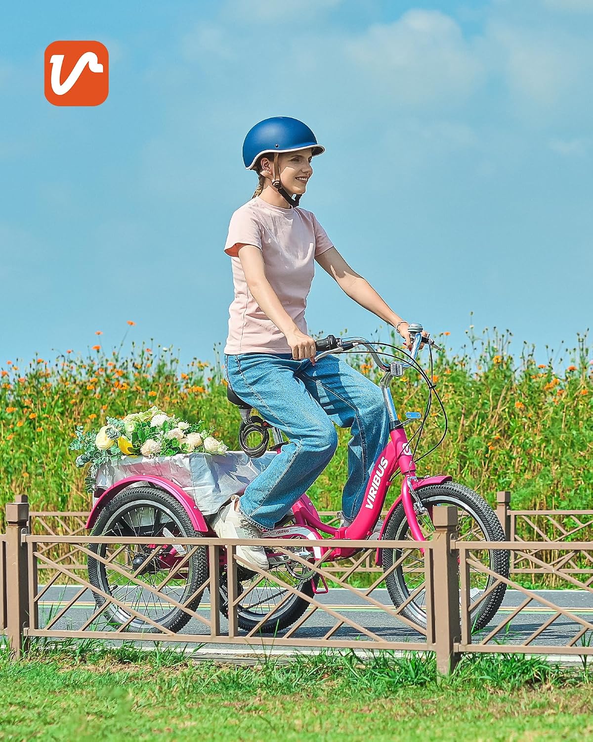 VIRIBUS Folding Tricycle for Adults, 20 inch Foldable Adult Tricycle 1 or 7 Speed Speed with Basket, Folding 3 Wheel Bikes for Adults Senior Women Men, Collapsible Mini Trike, Three Wheeler 330lb.