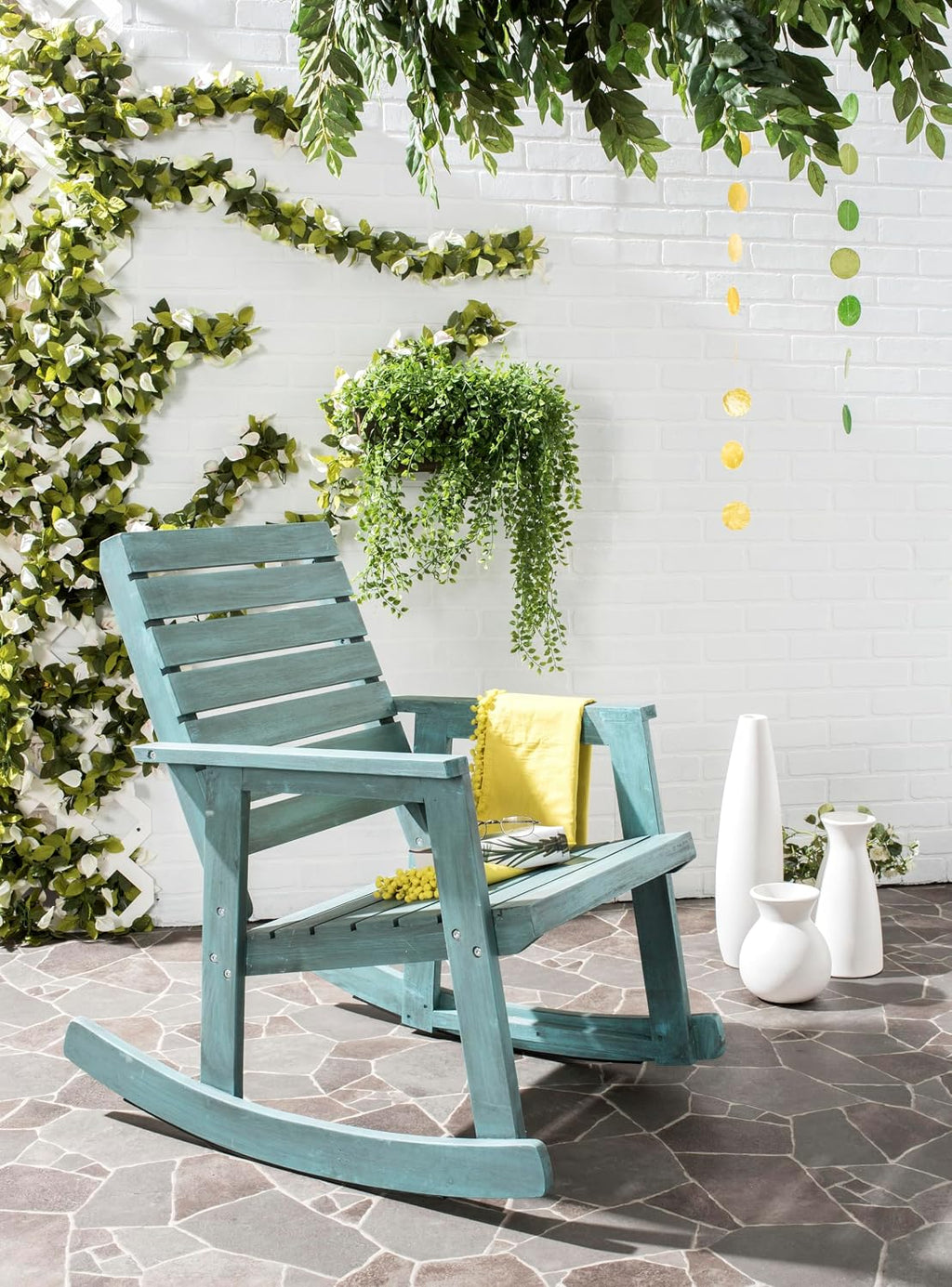 SAFAVIEH Outdoor Collection Alexei Ash Grey Rocking Chair