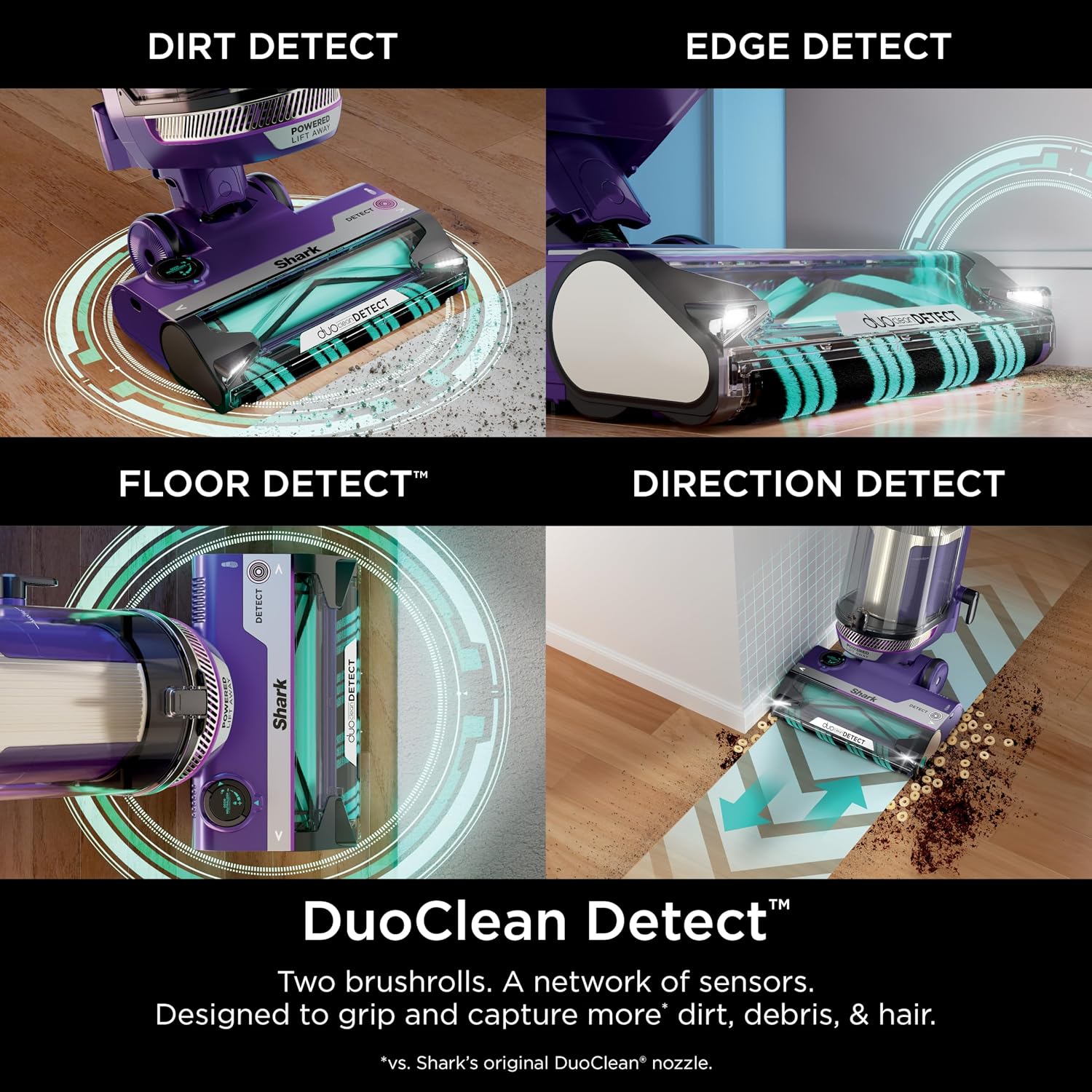SHARK POWERDETECT Upright Vacuum Cleaner with DuoClean Technology, Odor Neutralizer Technology, Powered Lift-Away, Self Cleaning Brushroll, Anti-Allergen Complete Seal (Renewed) (Eggplant)