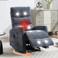 Luxlen Manual Swivel Rocker Recliner Chair with Massage, Overstuffed Recliner Glider with Vibration Massage and Heat for Nursery, Living Room Reclining Sofa Chair, Fabric Blue
