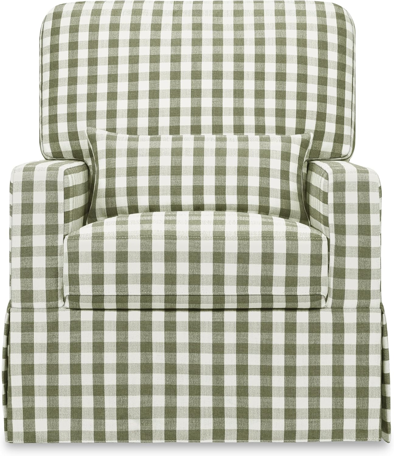 Namesake Crawford 360° Swivel Glider Nursery Chair - GREENGUARD Certified, Ultra Cozy Swivel Rocker - Versalite Glider Rocking Chair for Nursery, Living Room - Green Gingham