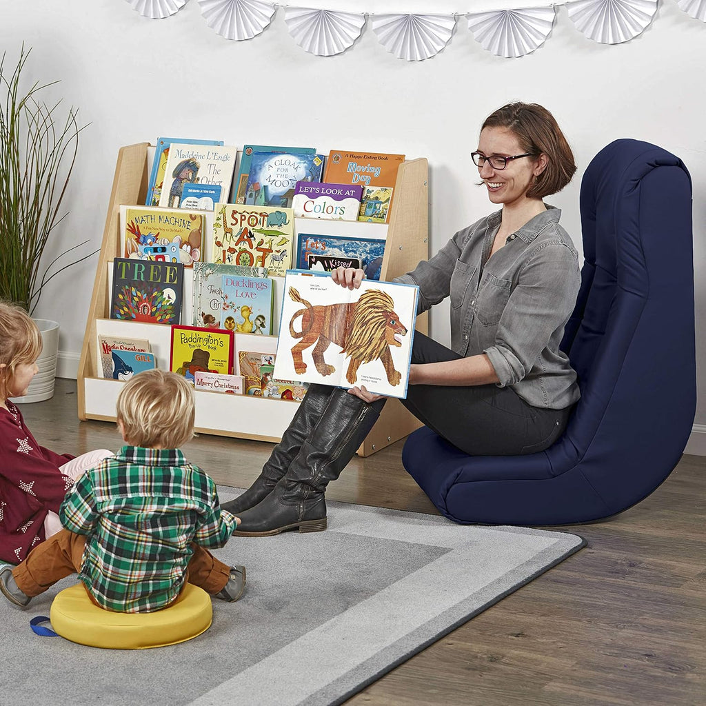 Factory Direct Partners Soft Tufted Floor Rocker - Cushioned Ground Chair for Kids Teens and Adults - Great for Reading, Gaming, Meditating, TV - Navy, 10488-NV