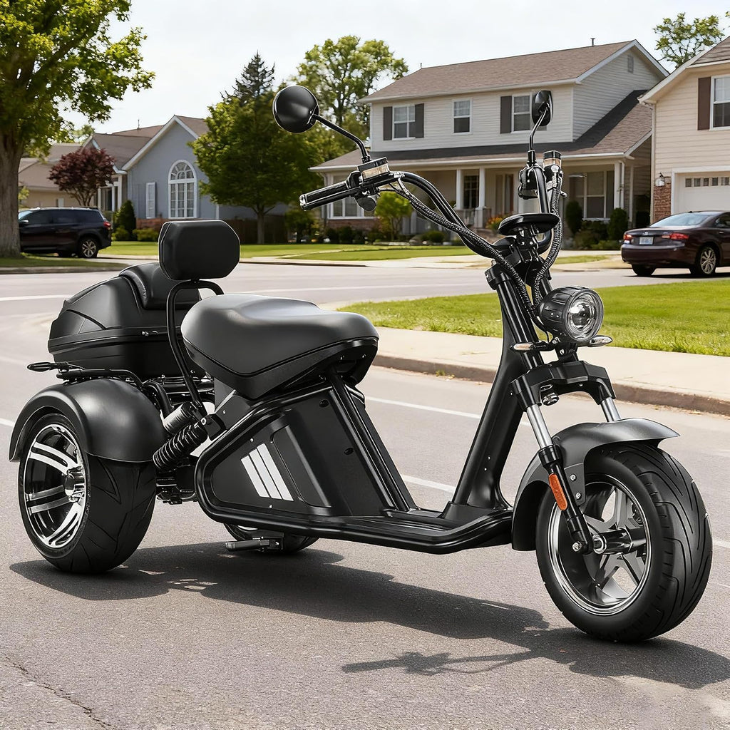 eAhora 2000W M1P/M2 Trike Electric Motorcycle for Adults 60V 30AH/40AH Battery Long Range 55/68Miles Full Suspension 3 Wheels Electric Motorcycle Dual Hydraulic Brake Mopeds