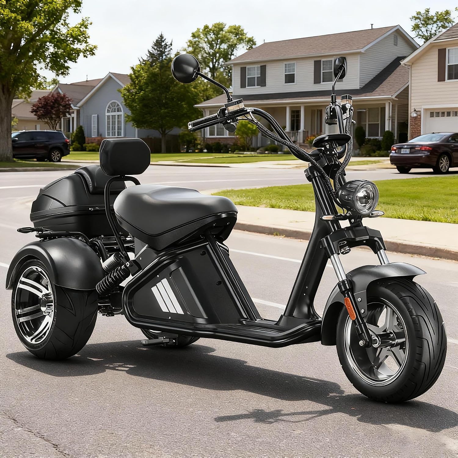 eAhora 2000W M1P/M2 Trike Electric Motorcycle for Adults 60V 30AH/40AH Battery Long Range 55/68Miles Full Suspension 3 Wheels Electric Motorcycle Dual Hydraulic Brake Mopeds