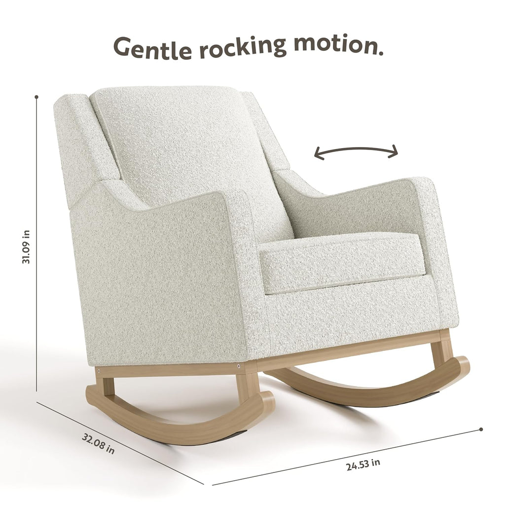 Storkcraft Pasadena Nursery Rocker (Ivory Boucle with Driftwood) - Upholstered, Rocking Chair for Nursery, Gentle Rocking Motion, Solid Wood Base