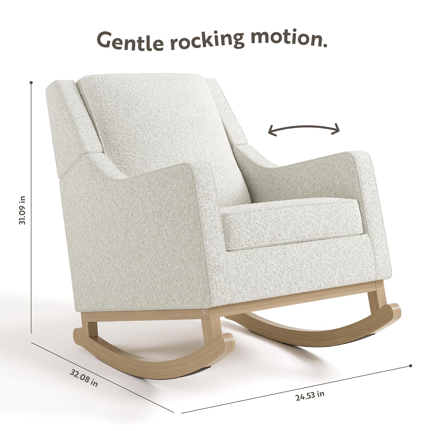 Storkcraft Pasadena Nursery Rocker (Ivory Boucle with Driftwood) - Upholstered, Rocking Chair for Nursery, Gentle Rocking Motion, Solid Wood Base