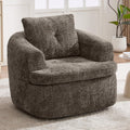 JIVOIT 360° Swivel Barrel Accent Chair, 36.6' Swivel Round Sofa Chair with Dual-Layer Cushion Design, Modern Upholstered Single Sofa for Living Room, Bedroom, Office and Hotel (Brown, 121)