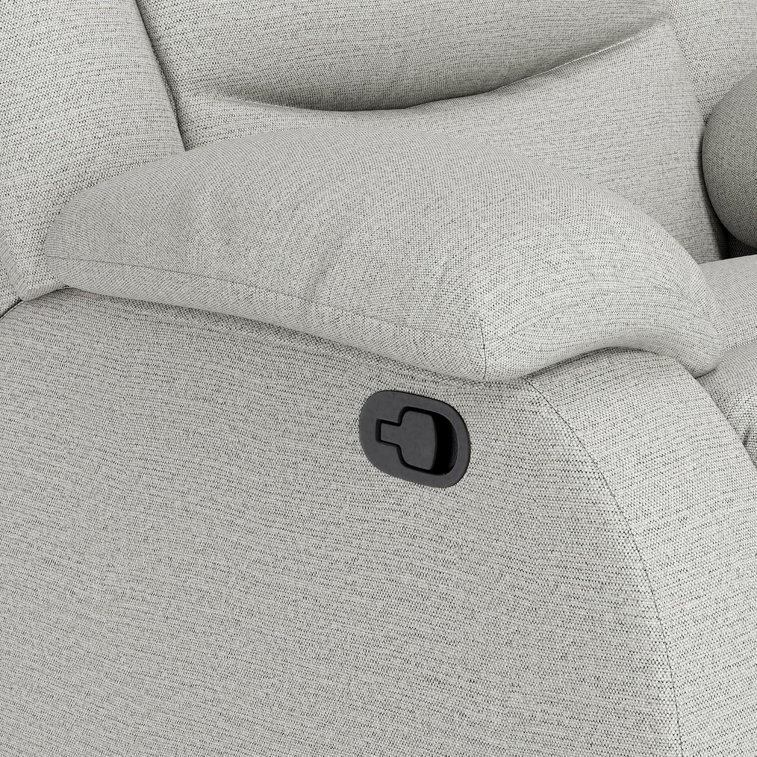 Oversized Fabric Recliner Chair, Overstuffed Manual Recliner Chair Single Sofa with Comfortable Arm and Backrest, Comfty Home Theater Seating for Living Room, Meeting Room, Bedroom, Light Grey