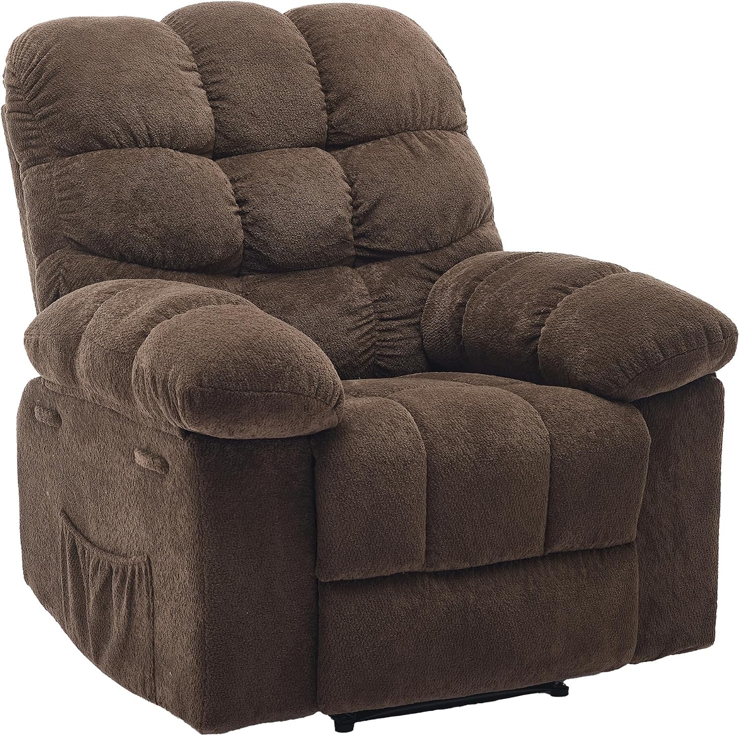 Oversized Swivel Rocker Recliner Chair for Adults, Ergonomic 360° Nursery Swivel Rock Recliner,Extra Wide Manual Recliner with Upholstery Overstuffed Soft Rocking Sofa Chair for Ultimate Comfort,Brown