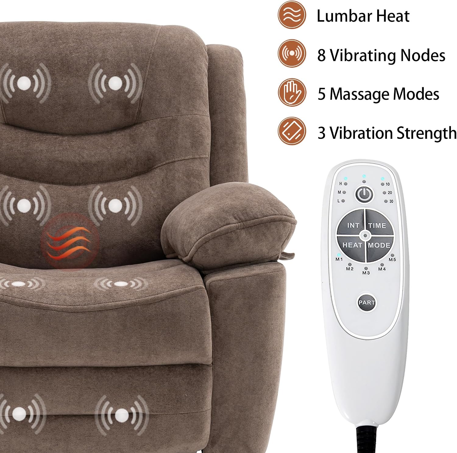 Ketaiyou Power Swivel Rocker Recliner with Massage and Heat, USB Port, Infinite Position, Oversized Electric Glider Rocking Chairs Living Room, Soft Fabric Reclining Sofa Chair(Mocha)
