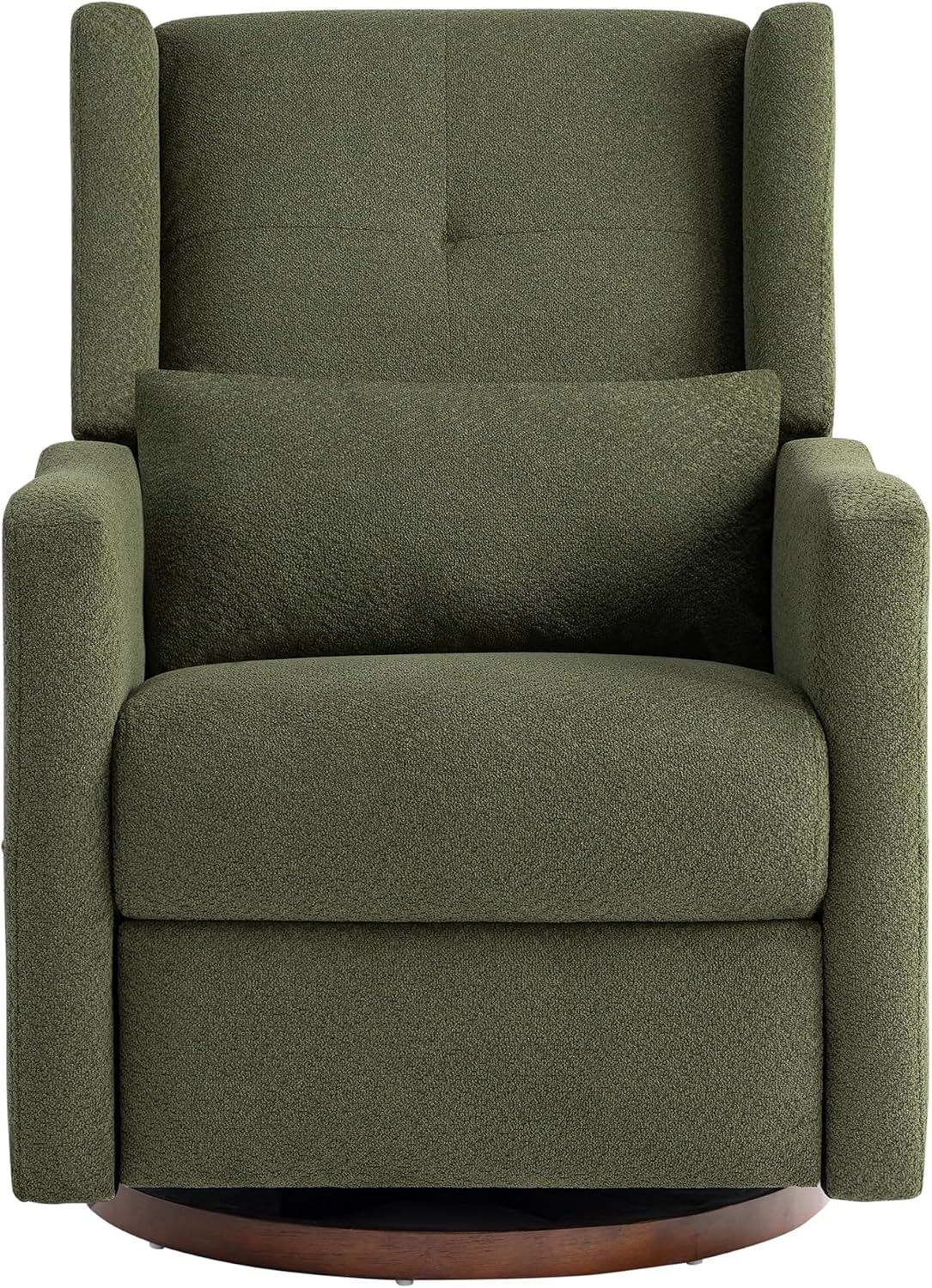KISLOT Swivel Rocker Recliner Chair, Nursery Glider Recliner with Wood Base Manual Rocking Comfy Upholstered Fabric Reclining Single Sofa for Nursery Bedroom Living Room