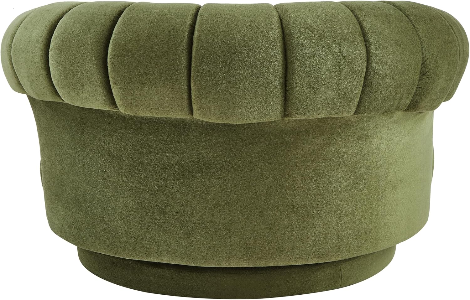 360° Swivel Accent Chair, Chenille Fabric Barrel Swivel Chair Round Club Chair with Curved Armrests & Thick Cushioning, Stylish Channel-Tufted & Diamond-Quilted Backrest for Living Room (Green,02)