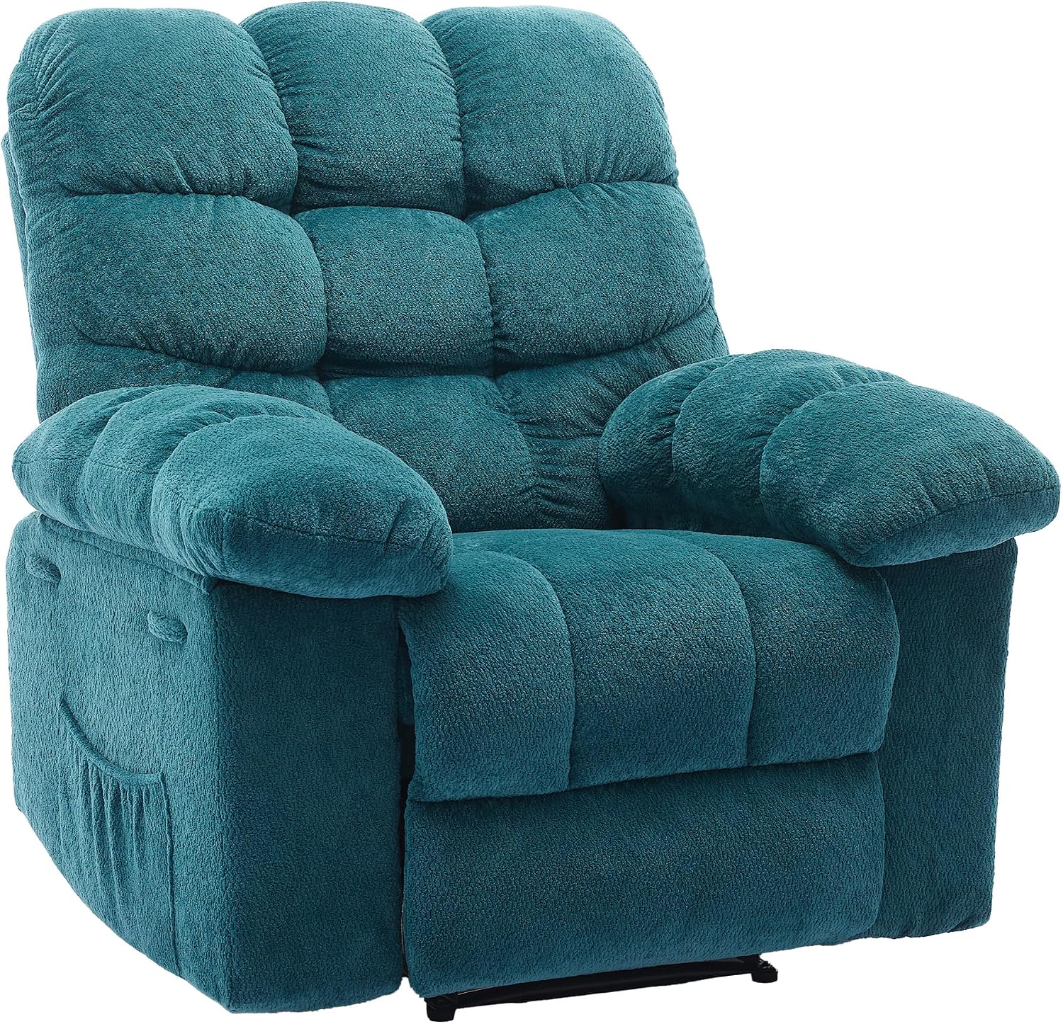 Manual Recliner Chair for Living Room, Overstuffed Fabric Reclining Sofa with Side Pockets, Ergonomic Upholstered Lazy Chair with q235 Steel Frame for Adults (Blue)