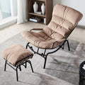 ovios Rocking Chair with Ottoman, Glider Recliner with Footrest, Lazy Accent Armchair with Comfy Cushion for Living Room Bedroom Office, Cloud Plush Flannel Velvet, Beige