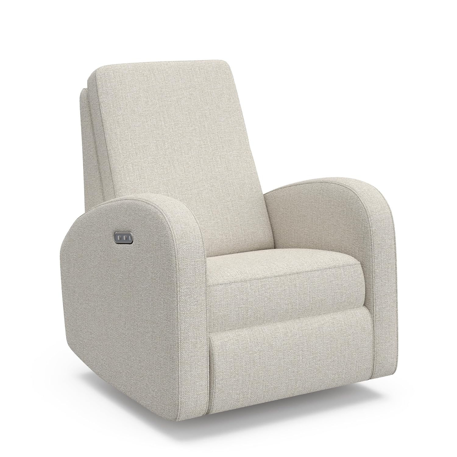 Storkcraft Santa Monica Power Recliner Swivel Glider (Dune Basketweave) – Effortless Electronic Power Recline, USB-A & USB-C Charger