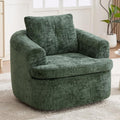 JIVOIT 360° Swivel Barrel Accent Chair, 36.6' Swivel Round Sofa Chair with Dual-Layer Cushion Design, Modern Upholstered Single Sofa for Living Room, Bedroom, Office and Hotel (Green, 121)