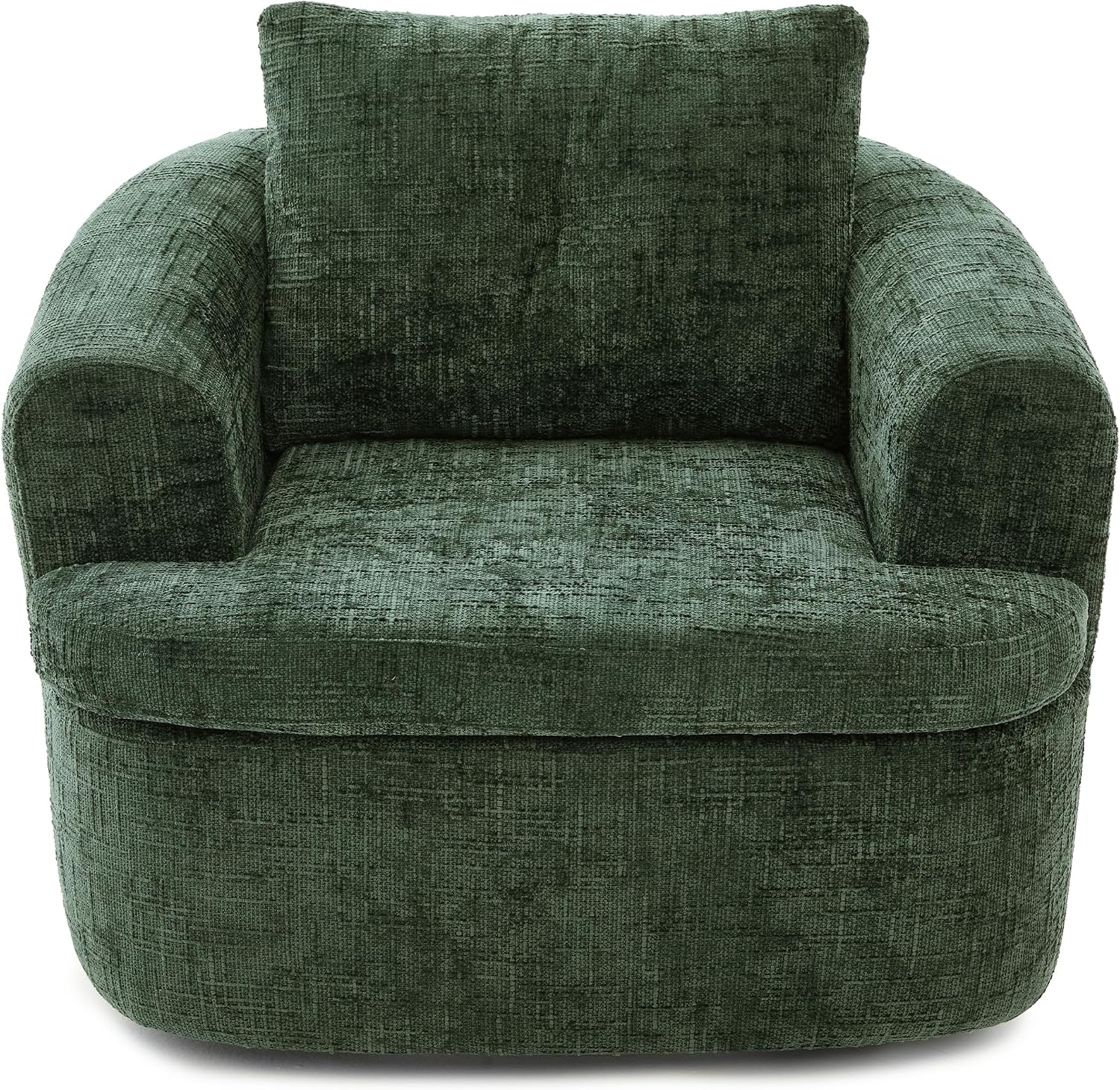 JIVOIT 360° Swivel Barrel Accent Chair, 36.6' Swivel Round Sofa Chair with Dual-Layer Cushion Design, Modern Upholstered Single Sofa for Living Room, Bedroom, Office and Hotel (Green, 121)