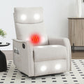 Massage Rocker Swivel Recliner Chair for Adults, Manual Recliner Glider with Lumbar Heating, Technical Flannel Fabric Nursery Glider Rocking Chair with Vibration Massage for Living Room - Beige