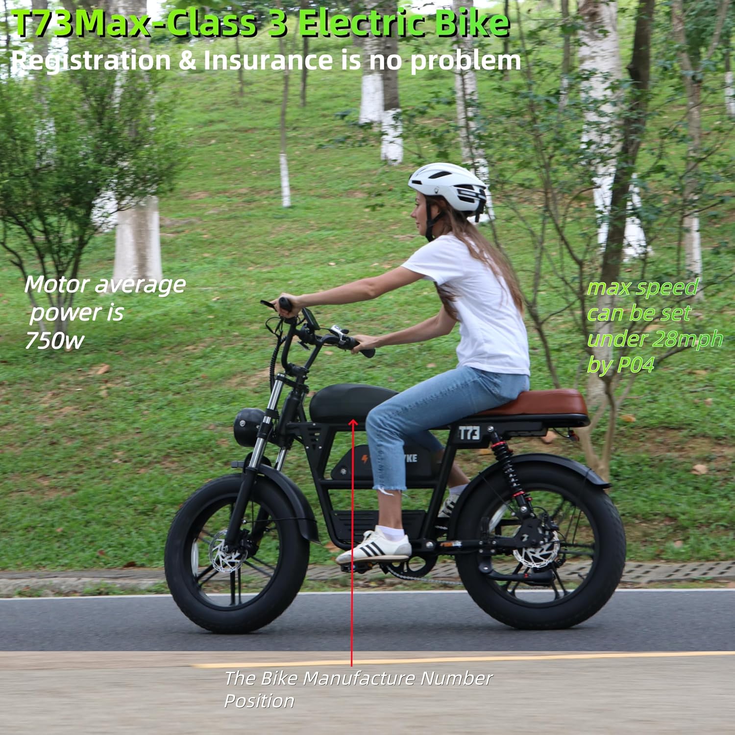 Tamobyke Premium T73 Series Electric Bike for Adults,48V15Ah/36Ah/41Ah Large Battery,1000W/1500W/3000W Powerful Motor, 28/33/37.5Mph Max Speed,20''*4'' Fat Tire E-Bike for Commute/Off-Road. Age 15+.